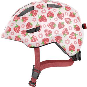 Abus Fahrradhelm Smiley 3.0 LED, für Kinder, 50 - 55 cm, verstellbar, rosa, mit Motiven & LED-Rücklicht