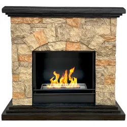 Divina Fire Belluno Bioethanol-Kamin, freistehender Bio-Kamin, Steinoptik, L105xT38xH100