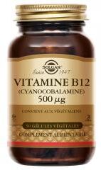 Solgar Vitamine B12 (Cyanocobalamine) 500 ?gélules Végétales - Flacon 50 gélules