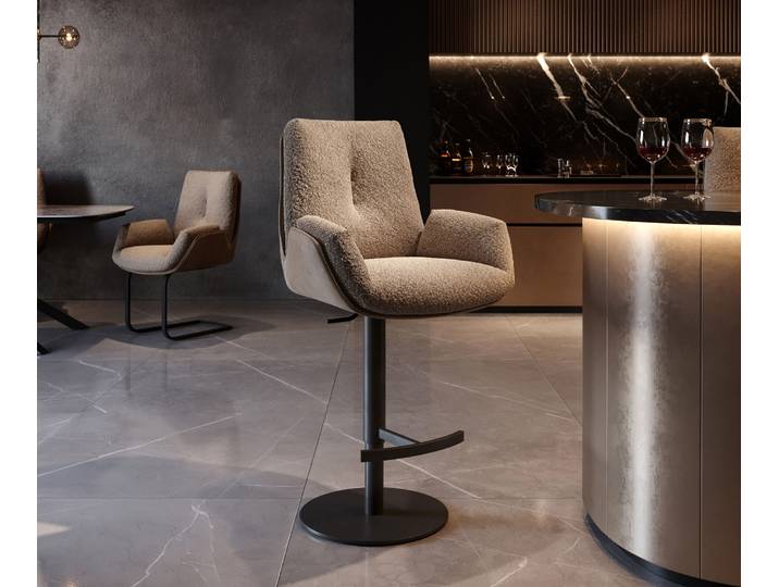 Barstuhl Clea-Flex Materialmix Schlamm Drehfuß höhenverstellbar Metall drehbar, Barstühle