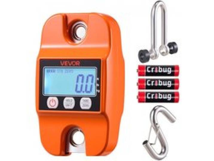 VEVOR Balance à Grue Numérique 400 kg Balance Suspendue Précision 100 g Peson Électronique Portable pour Ferme, Chasse, Pêche, avec Boîtier en Aluminium Moulé, Écran LCD, 3 Unités, Arrêt Automatique