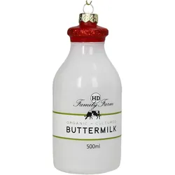 Christbaumschmuck Glas 11,4cm Buttermilchflasche Kugeln Weihnachtsbaum Anhänger Weihnachten Christbaumanhänger Weihnachtsbaumschmuck Weiß