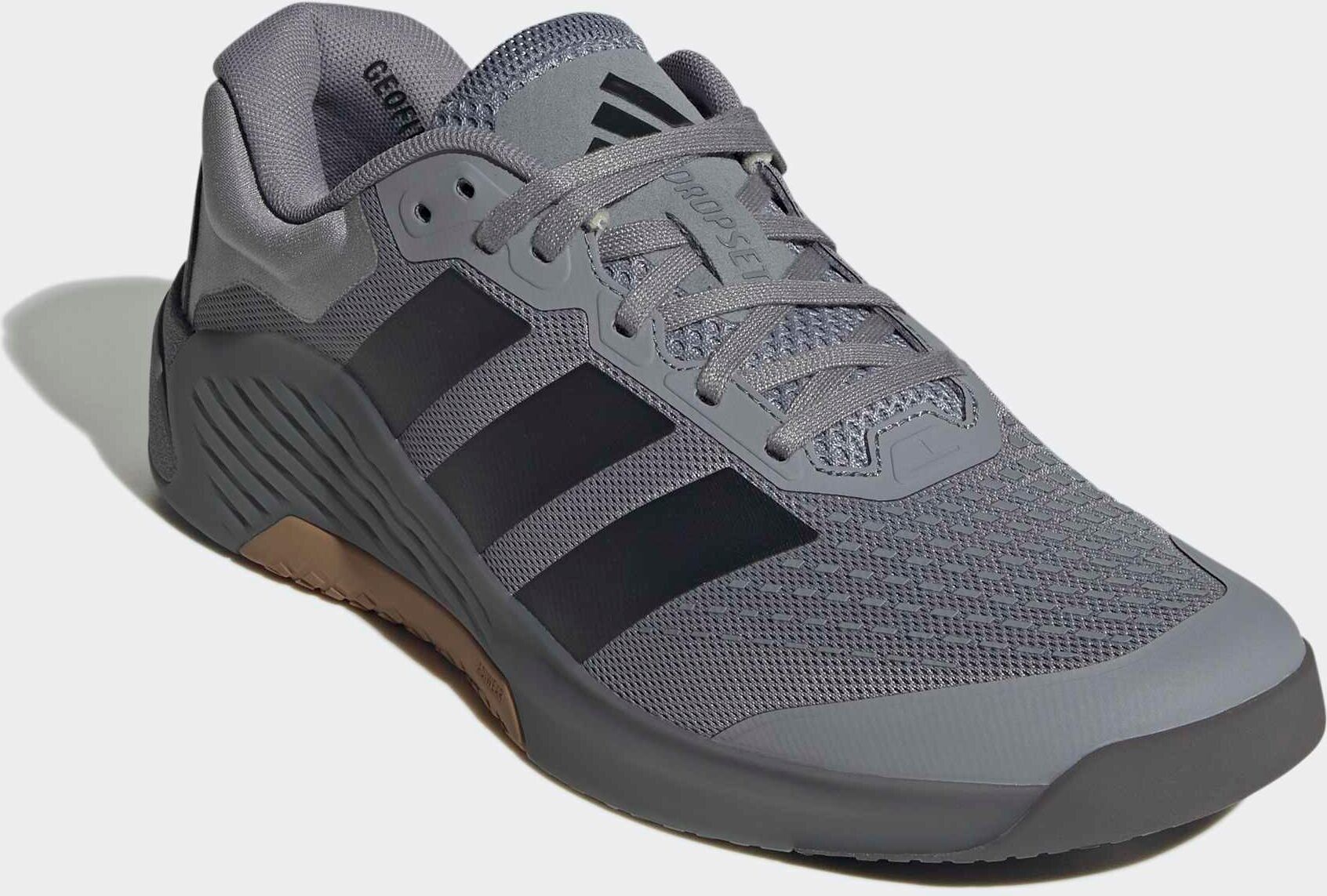 Trainingsschuh ADIDAS PERFORMANCE "DROPSET 4", Herren, Gr. 42, grau, carbon, grau five, Synthetik, Textil, Schuhe Trainingsschuh, für besseren Halt beim Gewichtstraining grau, carbon, grau five 42