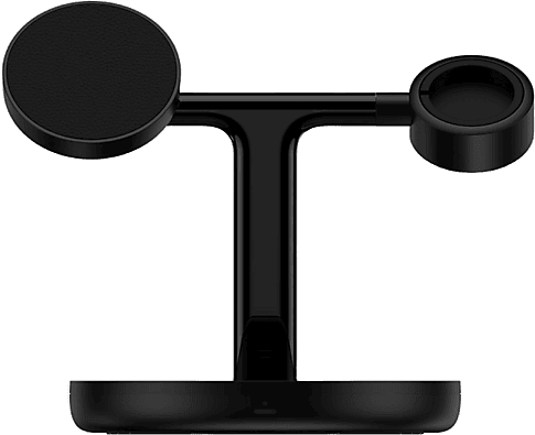 Base de carga - Baseus Swan 3-en-1, Universal, Triple inalámbrica, 20W, Con cable, Negro