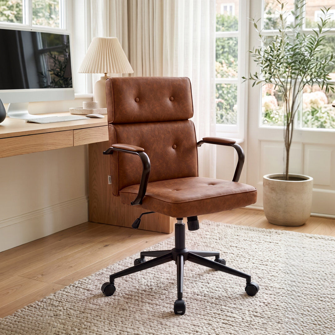 Borough Wharf Chenille office chair Brown 103.5cm H X 66cm W X 66cm D