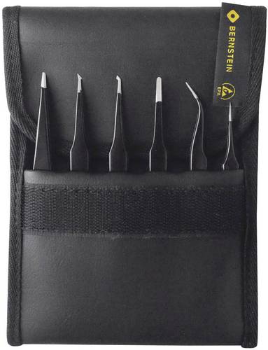 Bernstein Tools for Electronics 5-060 SMD-Pinzettensatz 6teilig Super-spitz, Sichelspitze, Super-spitz, Flach-rund, Spitz