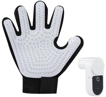 Everyday Crate Pet Grooming Glove With Water Spray & Massage Brush For Cats And Dogs white