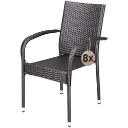 CASARIA® Gartenstühle 8er Set Stapelbar Braun