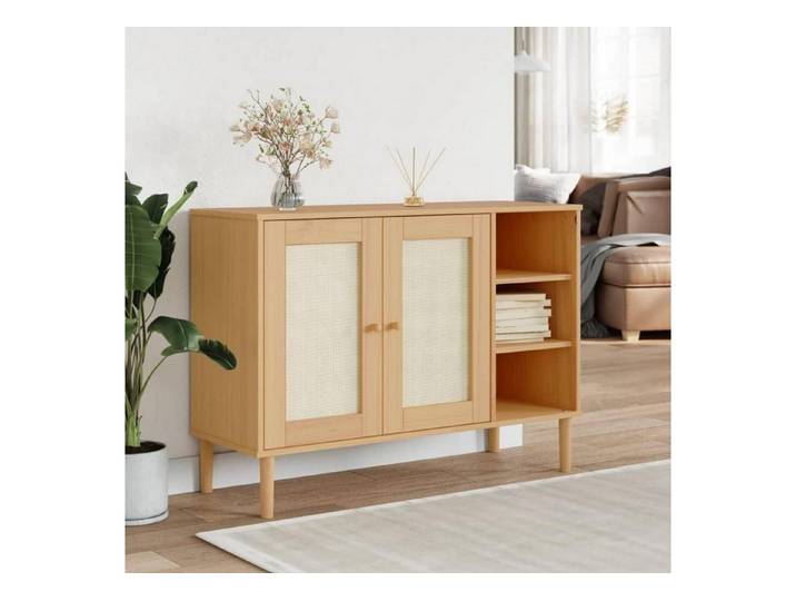 LuxusKollektion Sideboard Sideboard SENJA Rattan Optik Braun 112x40x80cm (1 St)