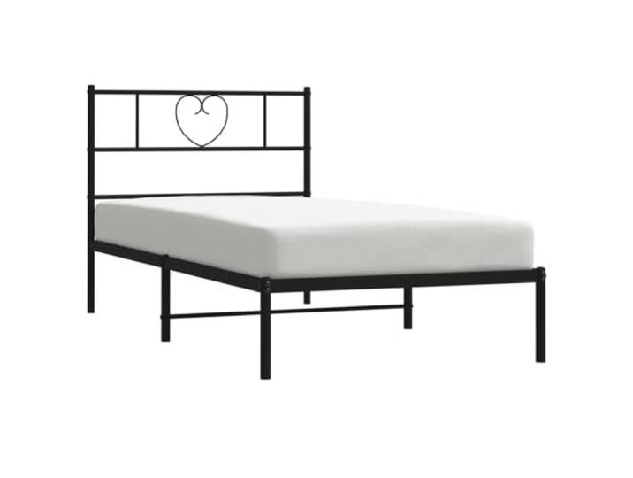 KTHLBRH Bettgestell aus schwarzem Stahl, 80 x 200 cm, mit Kopfteil Stabiler Metallrahmen, Lattenrost inklusive, 30 cm Bodenfreiheit, einfacher Zusammenbau
