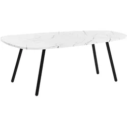 COUCHTISCH Marmor Optik weiß/schwarz oval 100/60 cm Biddle