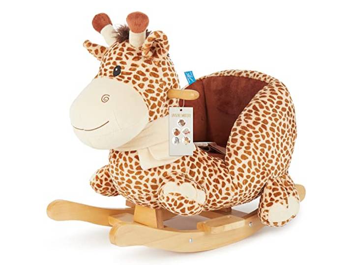 Bieco Plüsch Schaukeltier Giraffe Schaukelpferd Baby Schaukeltier Kinderschaukel Indoor Wippe Schaukelpferd ab 1 Jahr Schaukel Baby Spielzeug ab 9 Monaten