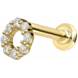 14 Karat Gold Labret mit Push Fit MOISSANIT-KREIS