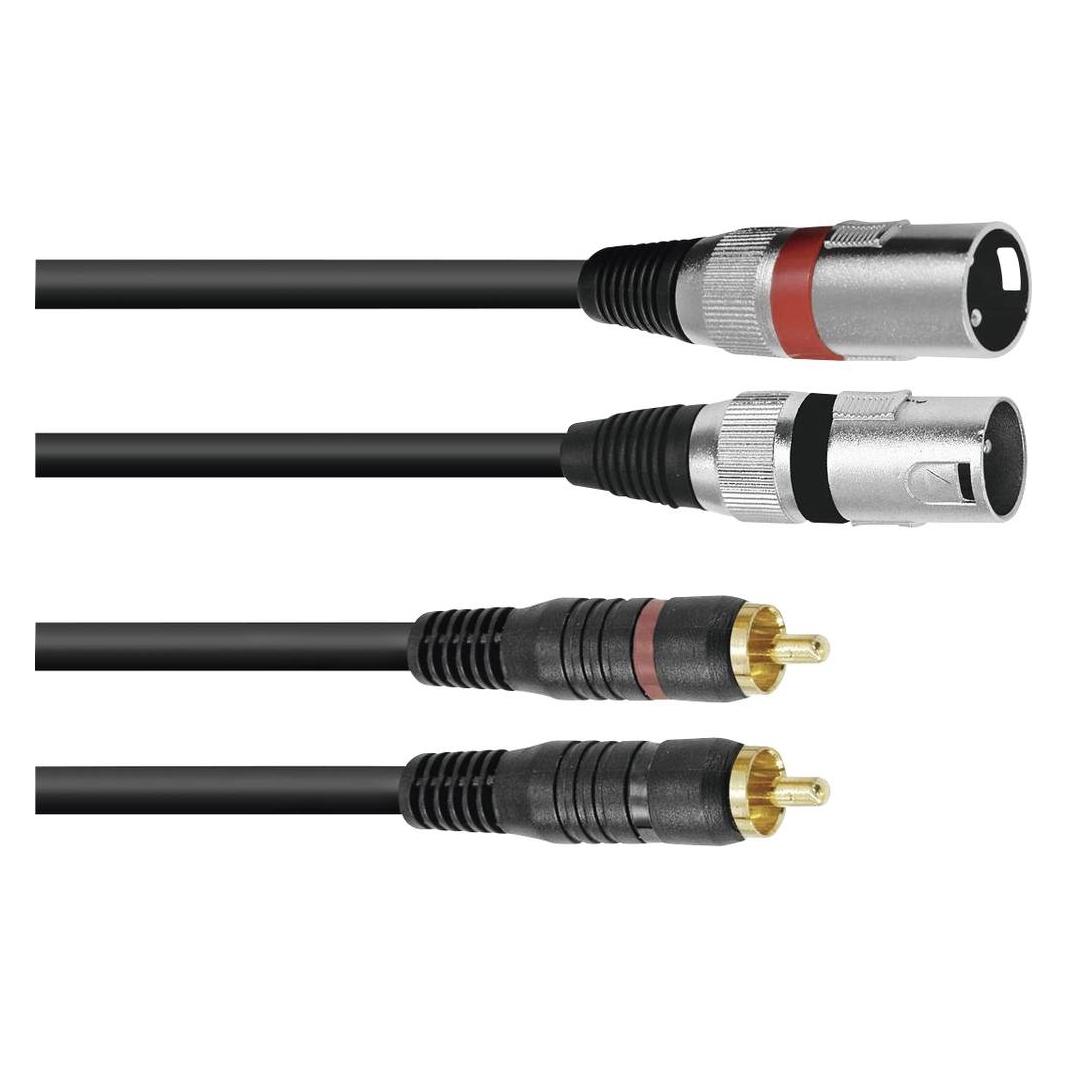 Omnitronic Adapterkabel 2xXLR(M)/2xCinch 6m sw (6 m, XLR Kabel) (3022522E)