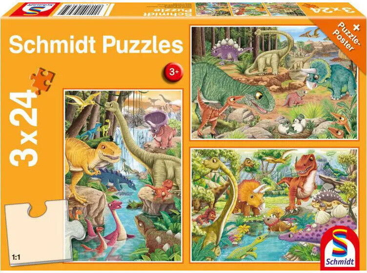 Puzzle 3 x 24 pcs Les dinosaures samusent - Schmidt