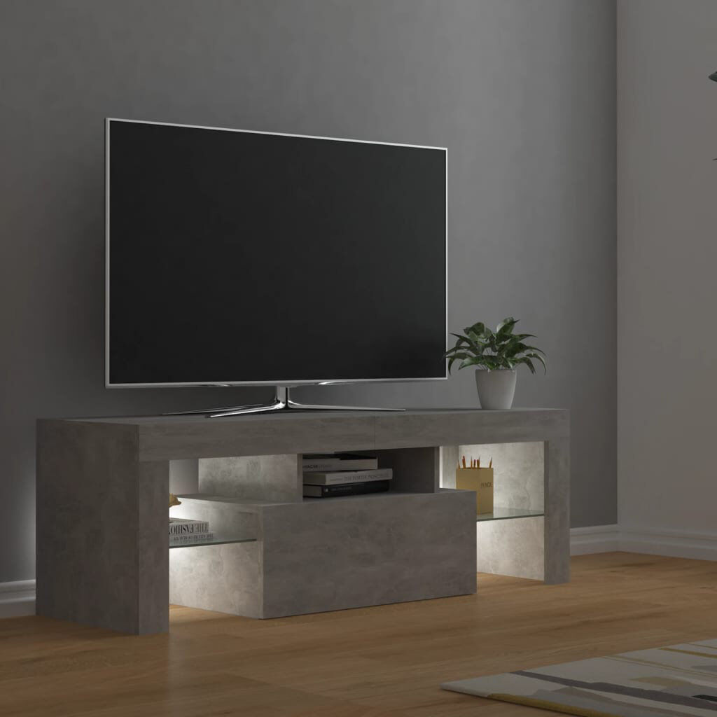 Ivy Bronx Kumari TV Cabinet with LED Lights Sideboard TV Stand TV Unit Hifi Cabinet Concrete Grey 50"