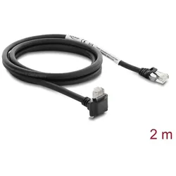 Delock GigE Kamera Kabel RJ45 Stecker 90° gewinkelt mit Schrauben, Steckerlänge 28 mm zu RJ45 Stecker Cat. (S/FTP, CAT6, 2 m), Netzwerkkabel