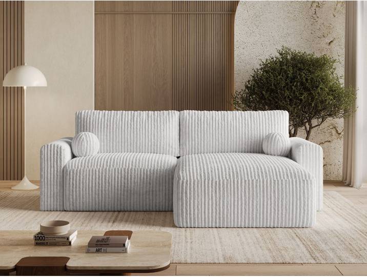 Ecksofa L-Form mit Schlaffunktion und Bettkasten Aurora Grau
