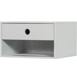 Nachttisch Nancy hängend MDF, modern lackiert, Grau Nebel, platzsparend mit Schublade