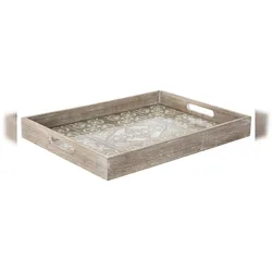 Atmosphera - Tablett aus Holz und Glas 40x30x4,5cm