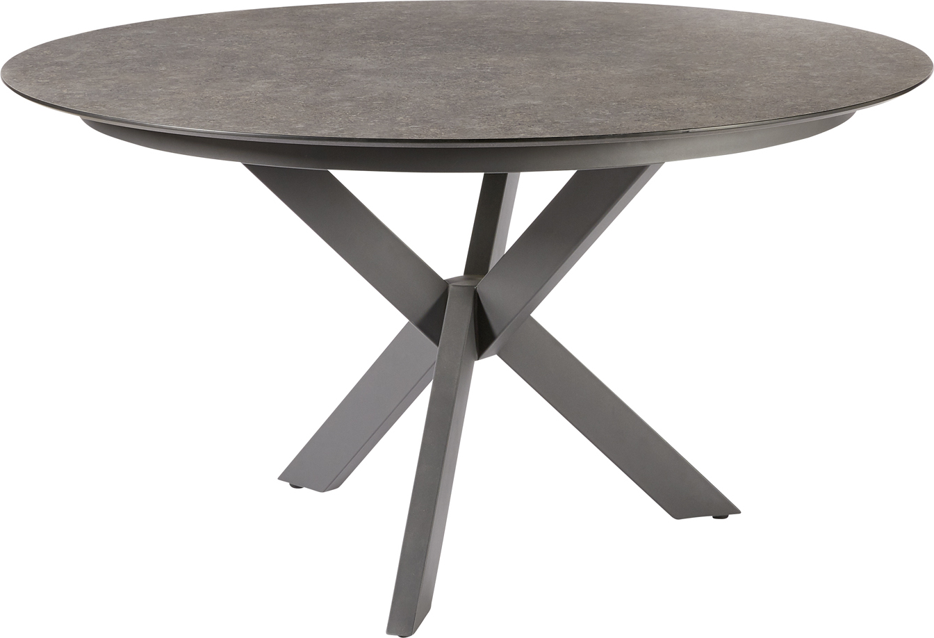Tisch Lyon 138 x 138 x 75 cm HPL Limestone Nachbildung Edelstahl Grau
