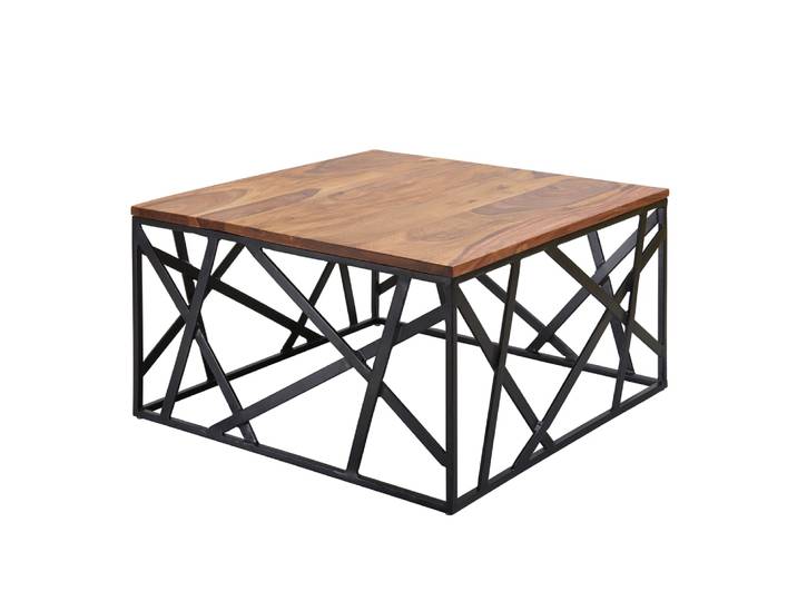 Table basse au piètement extravagant en bois de sheesham, marron