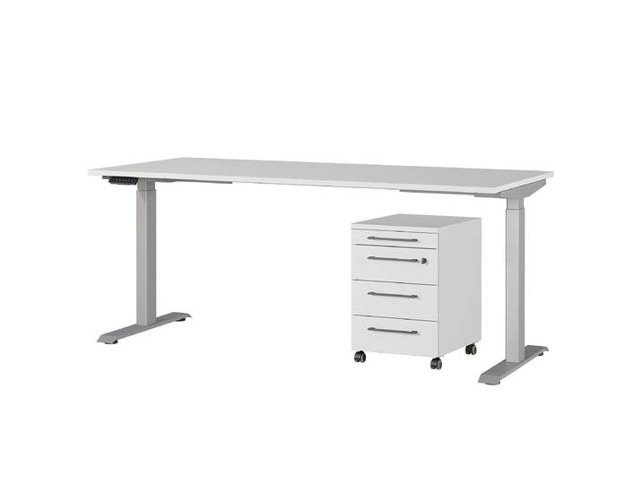 Ensemble de bureau Agenda - Type A 180cm Gris/Gris/Argenté