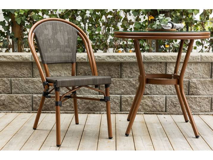 2er Set Gartenstuhl Niva - ein braun-schwarzer Stuhl aus Aluminium - Braun-Schwarz - Luxusbetten24