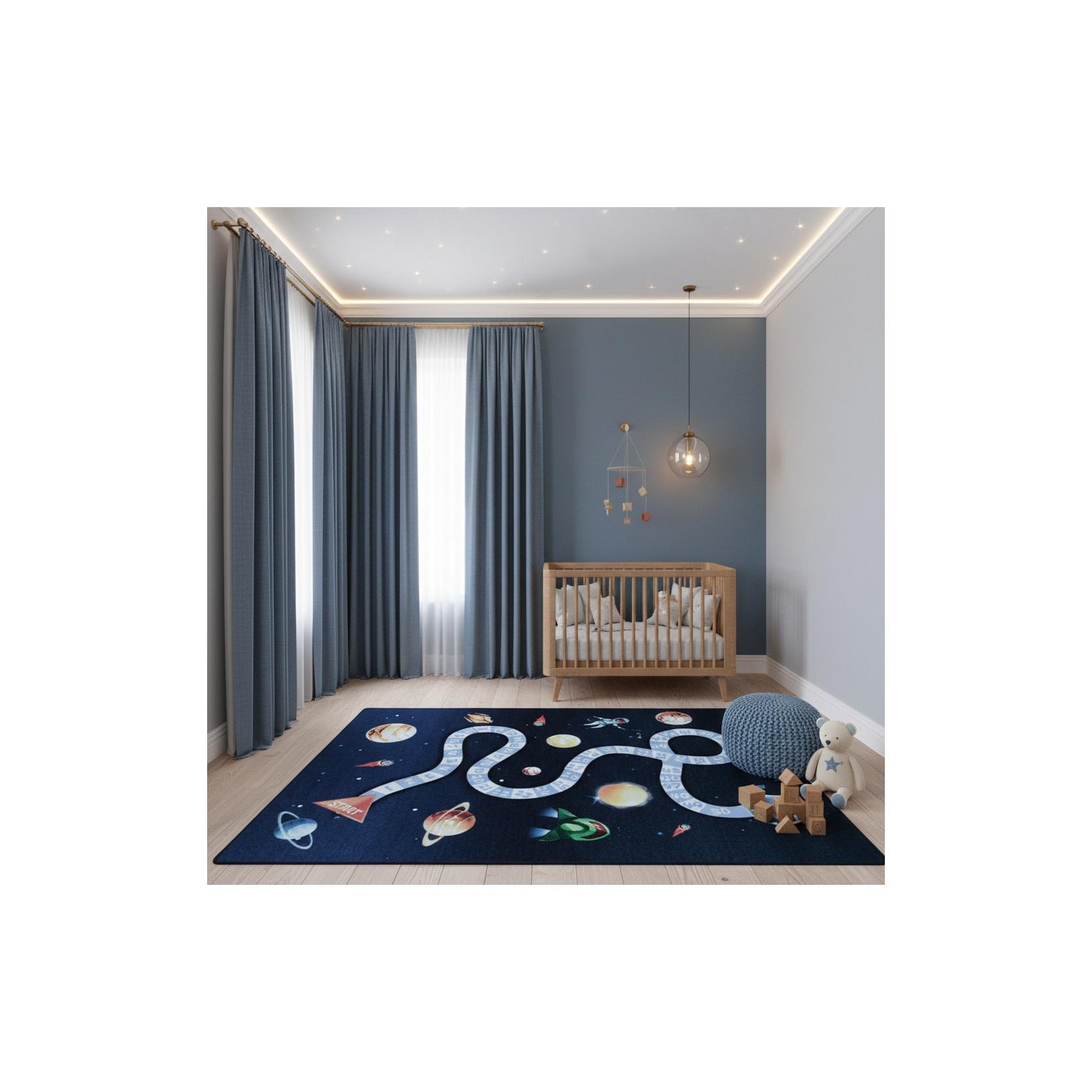 Kinderteppich TRAUN, mit Weltraum-Motiv, Marineblau, 80 x 120 cm