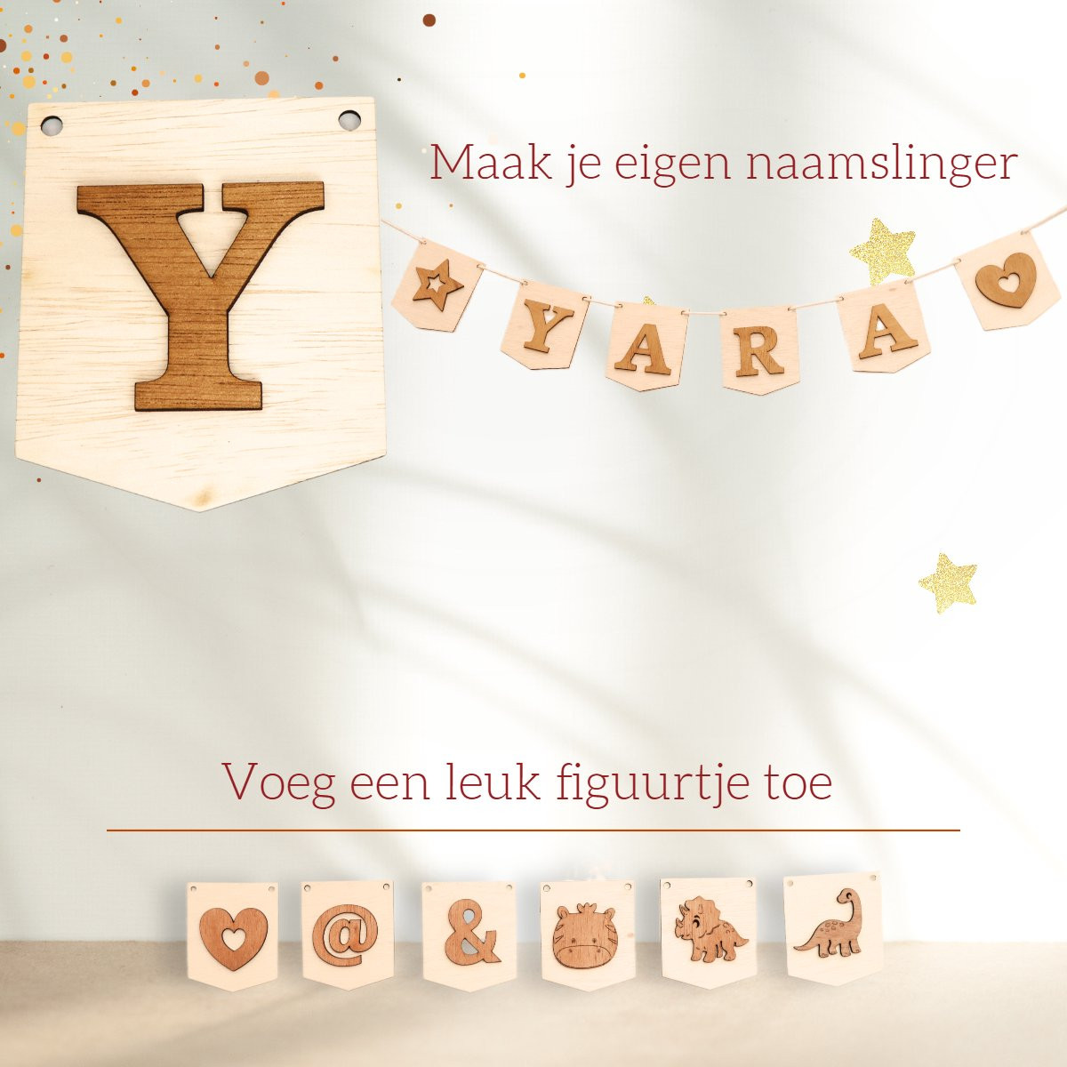 CoolCuts 3D Houten Letter Y voor gepersonaliseerde slingers en vlaggenlijnen