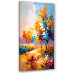 LEINWANDBILD Bunte Bäume Landschaft Imitation Farbe 60x120cm