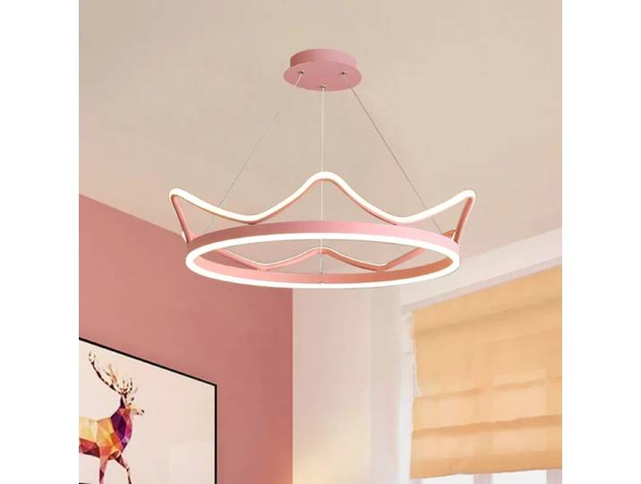Moderne minimaliste couronne lustre salon chambre princesse pendentif LED lampes créatives enfants éclairage décor