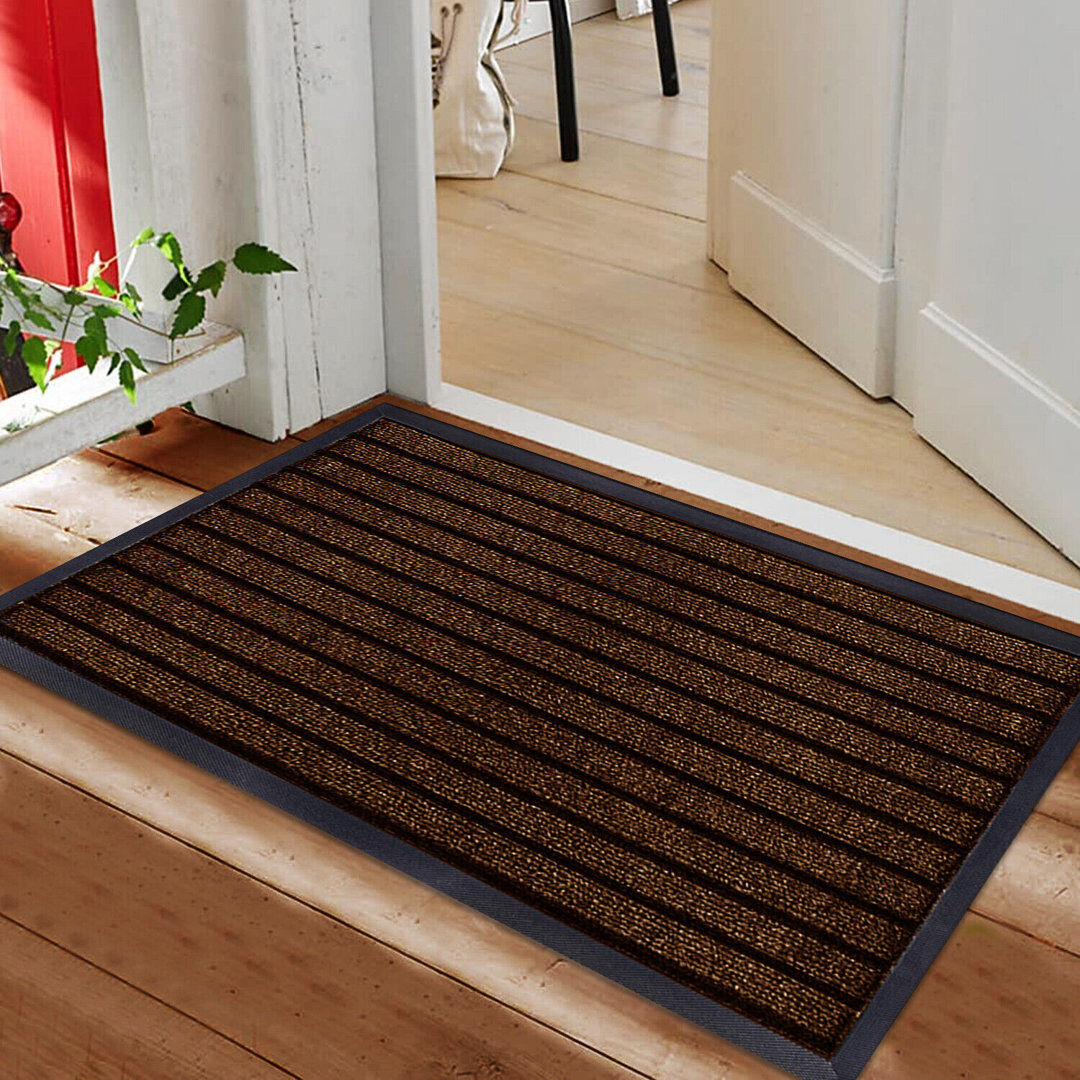 Brayden Studio Nakale Striped Doormat Brown Rectangle W120 x L150 cm