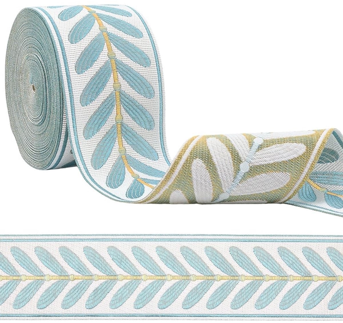 Store_9 Geweven Jacquard Band Vintage Bladeren Boho Stijl Decoratie Lint 2,35m Polyester