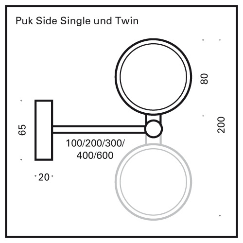 Top Light PUK MINI SIDE SINGLE LED-Deckenleuchte 40cm anthrazit/chrom 2-0872-LED-23 4251349306872