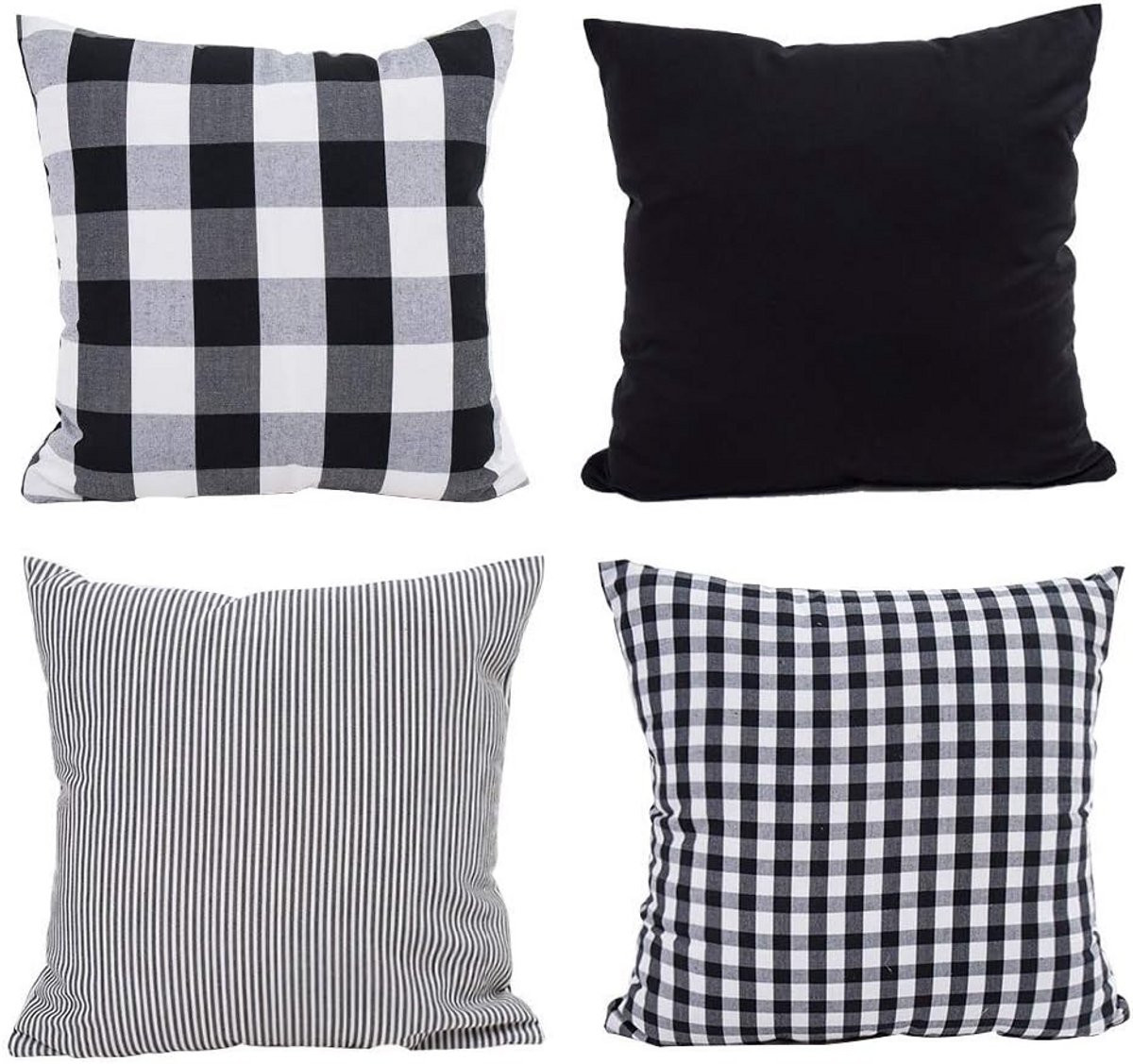 Set van 4 Zwarte Outdoor Kussenslopen Buffalo Plaid 50x50 cm