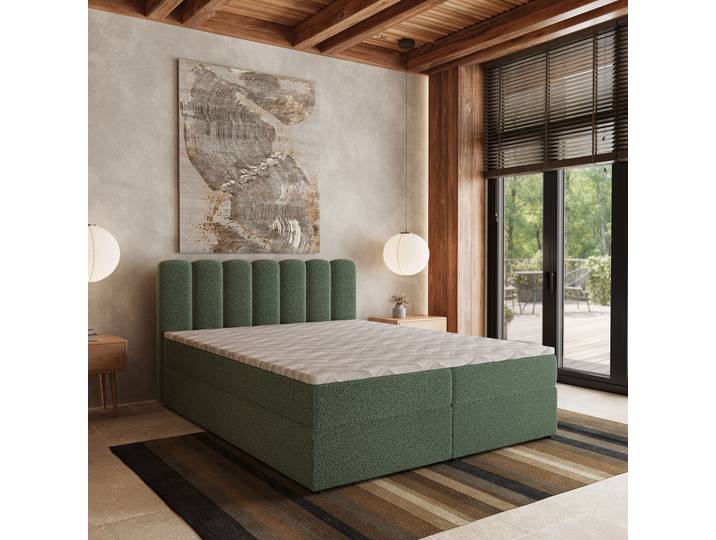 Masseno Boxspringbett SOLIA mit Bettkästen 180x200 cm - Grün, QUELLE 37
