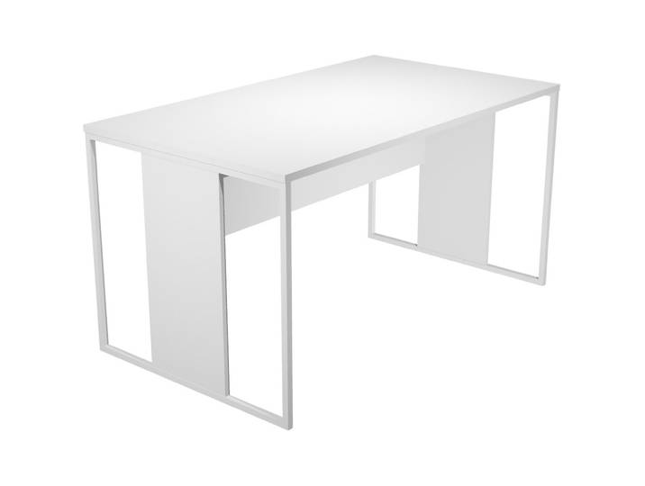 Bureau droit Presto 140 x 80 cm - Plateau Blanc - Pieds Blanc