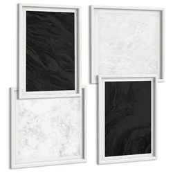 BILDER SET 4er Set - 50x50 cm & 40x60 cm Weißer Rahmen - Dunkles Licht, glamouröse Marmor