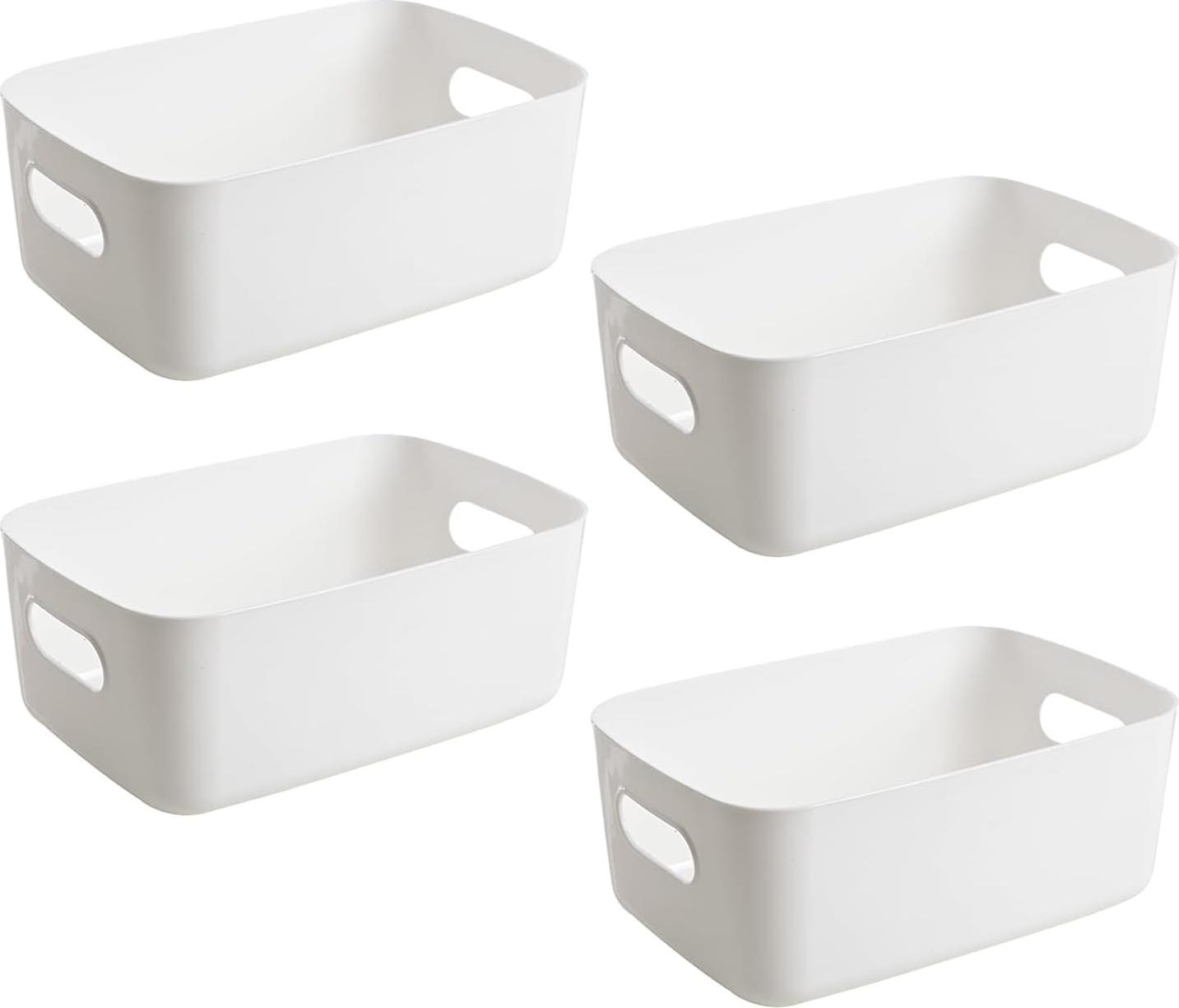 Set van 4 witte kunststof opbergboxen van Solid voor keuken en badkamer