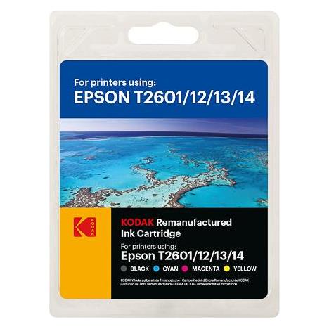 Kodak 185E026121 EPSON T2616 XP Tinte (4) cmyk rebuilt 1x220/3x300Seiten (CMYK) (185E026121)