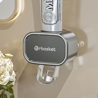 Market Central Automatic Toothpaste Dispenser Wall Mounted Toothpaste Holder With No Drill Suction Design gray