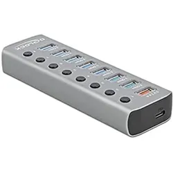 Delock USB 3.2 Hub (USB-B, 9 Ports), Dockingstation + USB Hub, Grau