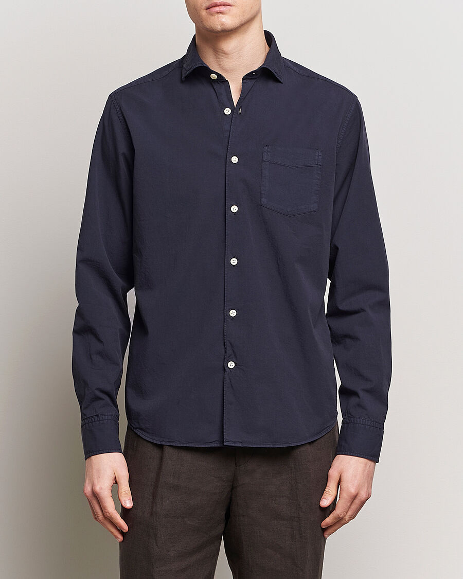 Oscar Jacobson Reg Fit Wide Spread Collar Twill Night Blue men XL Blå