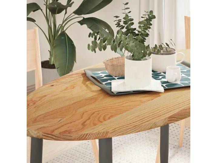 Molumvel Massivholz Tischplatte Eiche Oval 120 x 60 x 2 cm Tisch-Platte für Wohnzimmer Esstisch Beistelltisch