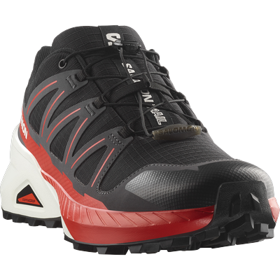 Trailrunningschuh SALOMON "SPEEDCROSS PEAK", Herren, Gr. 48, Textil, schwarz (schwarz, asphalt, fiery rot), Synthetik, Textil, Schuhe, für mehr Grip