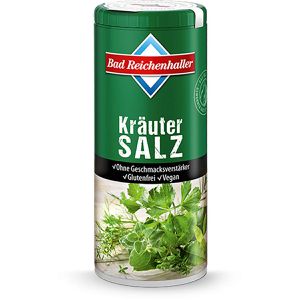 Bad-Reichenhaller Salz Kräuter Salz, im Streuer, feines Siedesalz aus Deutschland mit Kräutern & Folsäure, 90 g