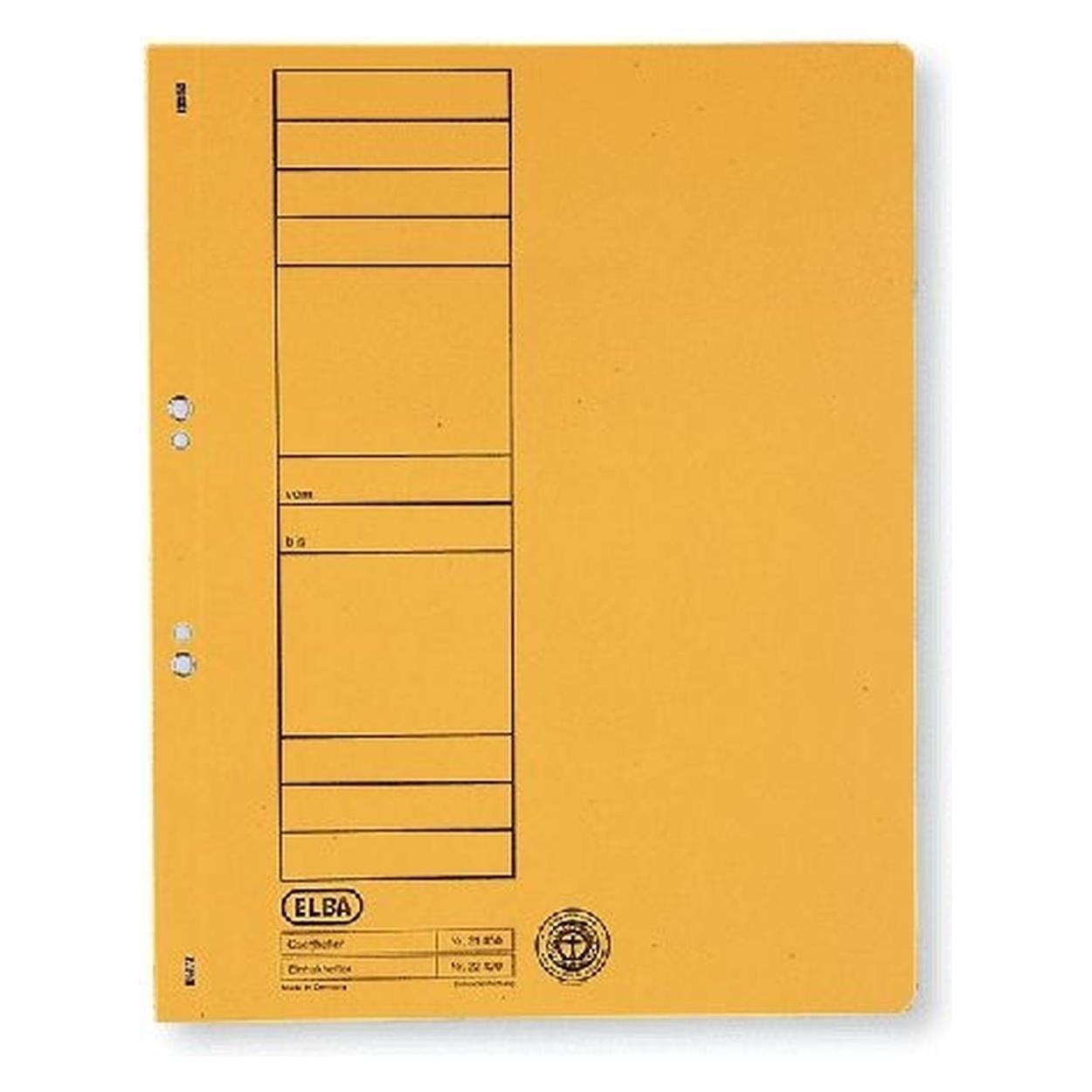 Elba Ösenhefter aus Karton, gelb, voller Vorderdeckel kaufm.-Amtsheftung, gepackt zu 50 Stück (A4, 50x) (21450 GB)