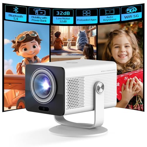 HP MC400 Mini slimme draagbare projector met wifi en Bluetooth, 1080P ondersteuning, korte projectieafstand en ingebouwde luidspreker