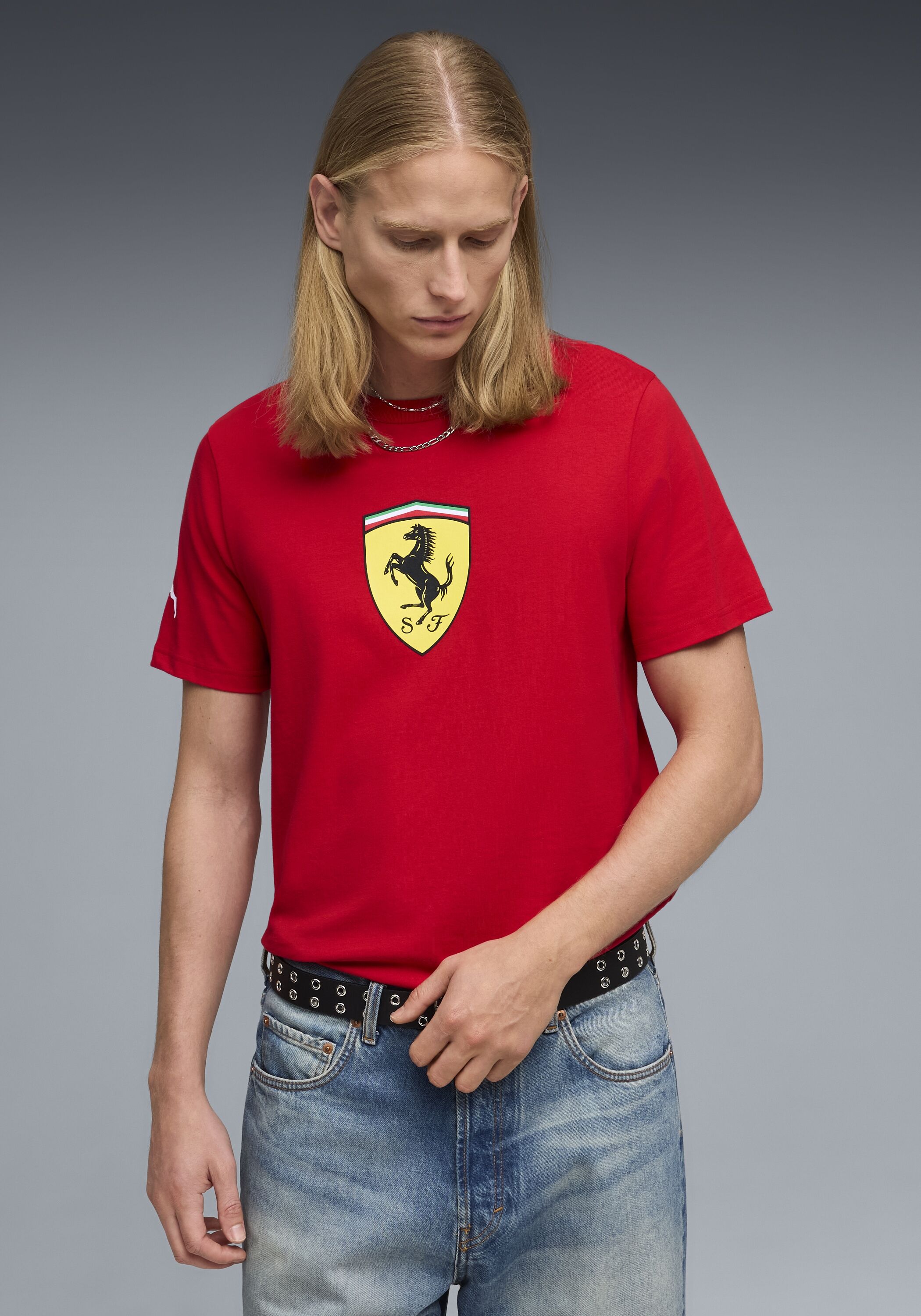 T-Shirt PUMA "FERRARI COLORED SHIELD TEE", Herren, Gr. XXL, rot (rosso corsa), Jersey, Obermaterial: 100% Baumwolle, unifarben, regular fit normal, Rundhals, Shirts T-Shirt, Regular Fit, Kurzarm, für Motorsport-Fans, Rundhalsausschnitt rosso corsa XXL